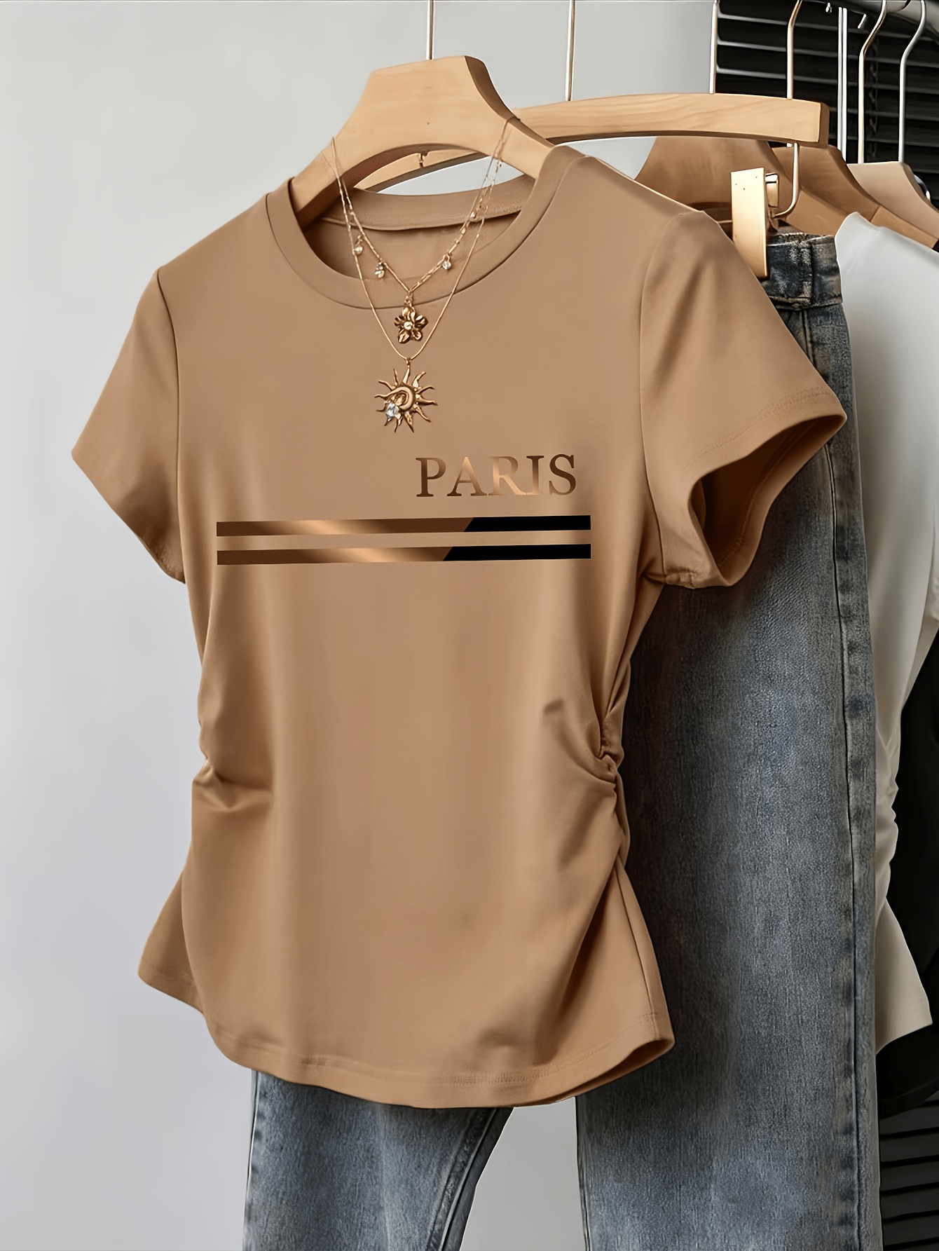 Street Fashion In Paris - เสื้อยืดพิมพ์ลายปารีสอิตาลีสำหรับผู้หญิงฤดูร้อน คอกลม แขนสั้น ทรงเข้ารูป สไตล์ Y2K