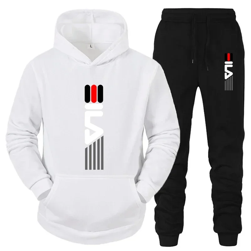 Street Fashion Male - ชุดวอร์มผู้ชาย เสื้อฮู้ด+กางเกงวอร์ม 2 ชิ้น ชุดกีฬา ชุดลำลอง