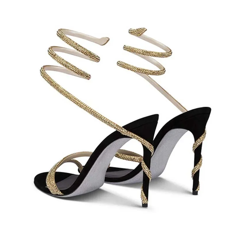 Street Fashion Shoes - Eilyken แฟชั่นคริสตัล Stiletto รองเท้าส้นสูงผู้หญิงรองเท้าแตะ Street สไตล์เซ็กซี่เปิดนิ้วเท้างานแต่งงานสายคล้องข้อเท้ารองเท้า