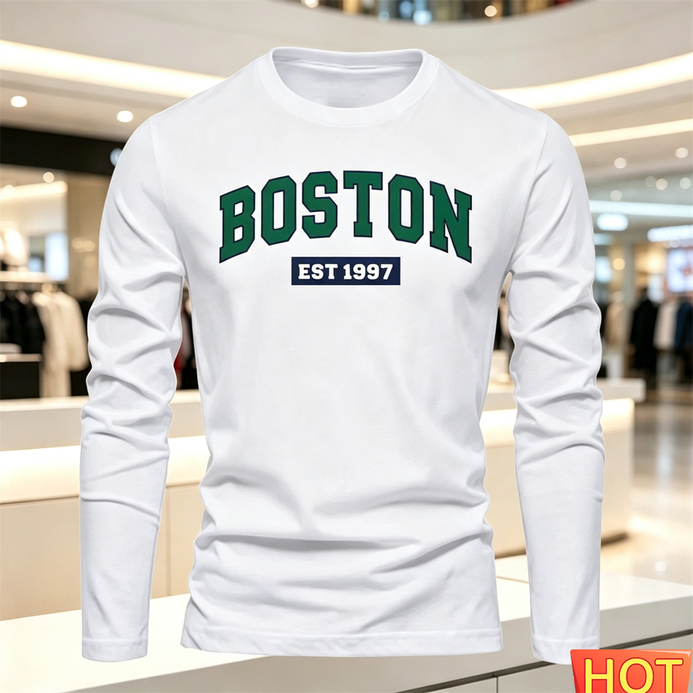 Fashion Streetwear - เสื้อยืดแขนยาวผู้ชายลายตัวอักษร คอกลม เสื้อยืดอเนกประสงค์ แฟชั่นผู้ชายสไตล์ Y2K เสื้อทรงหลวม