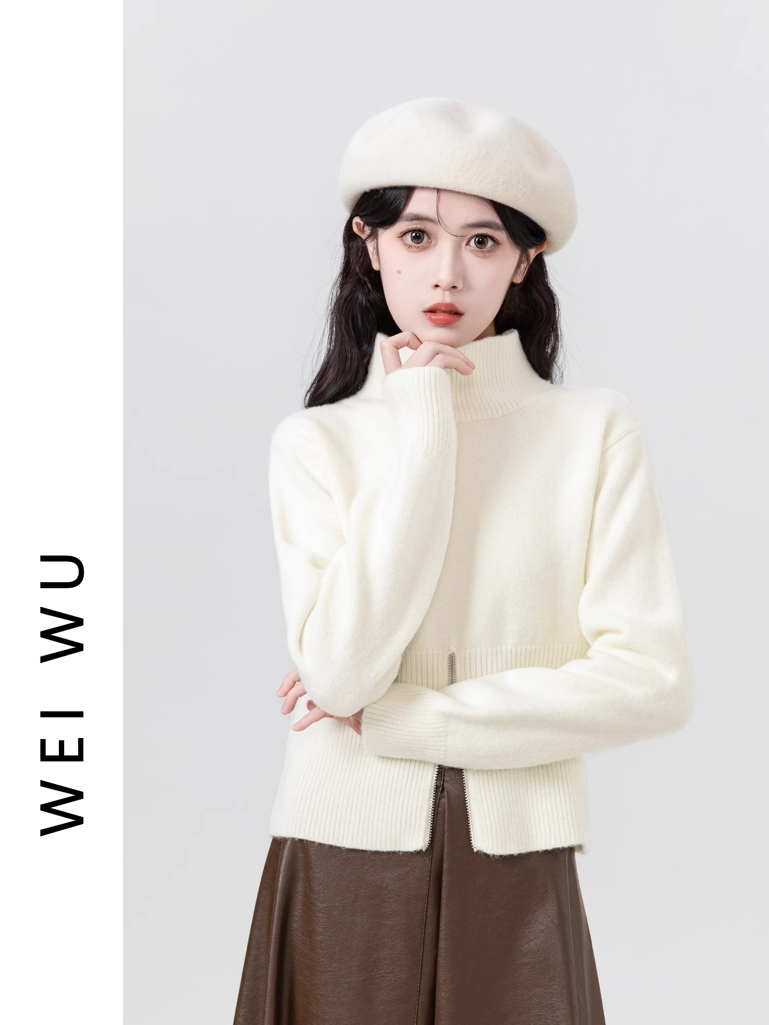 Street Fashion Culture - เสื้อสเวตเตอร์ เสื้อจัมเปอร์ เสื้อพูลโอเวอร์ ผู้หญิง สีน้ำเงินเข้ม สไตล์
