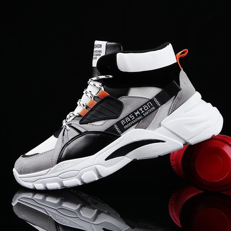Street Fashion Vietnam - Hightopฤดูร้อนผู้ชายกีฬารองเท้าMan Runningรองเท้าผู้ชายกีฬารองเท้าผู้ชายTop Topรองเท้าผ้าใบบุรุษรองเท้าเทนนิสเดินสีเทาD-421