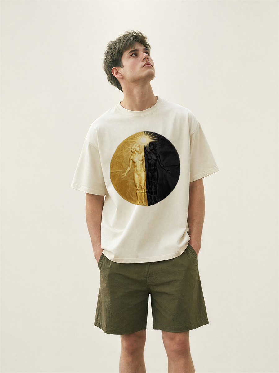 Street Fashion Asian Men - เสื้อยืดผู้ชายลายพิมพ์ต้นไผ่ ดีไซน์แฟชั่นทันสมัย สไตล์เอเชีย ลำลอง ใส่สบายทุกวัน ผ้าฝ้ายเนื้อนุ่ม