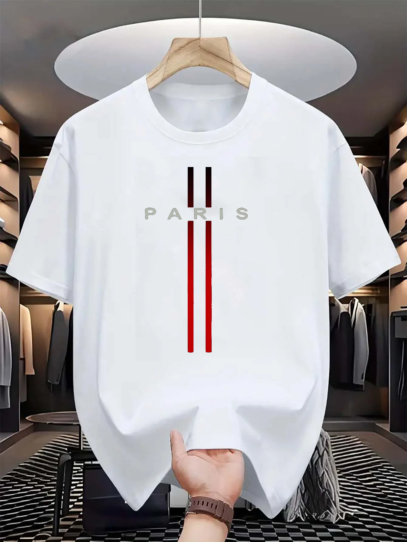 Street Fashion In Paris - เสื้อยืดแขนสั้นคอกลมผ้าฝ้ายแท้ 100% สำหรับผู้ชาย แฟชั่นลำลองฤดูร้อน พิมพ์ลายตัวอักษรปารีส สวมใส่สบาย