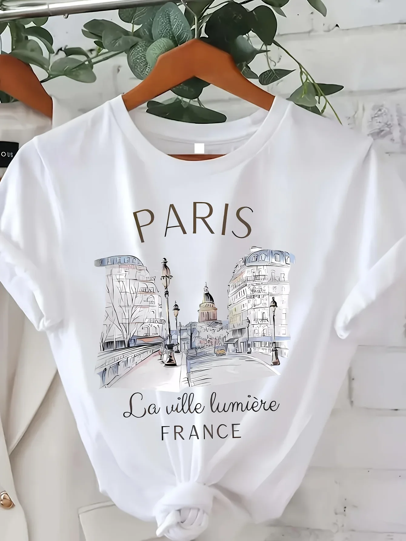 Street Fashion In Paris - Y2k T เสื้อปารีสผู้หญิงพิมพ์เสื้อยืดสาวแขนสั้นลูกเรือคอเสื้อลําลองสําหรับฤดูร้อนฤดูใบไม้ผลิเสื้อผ้าสตรี