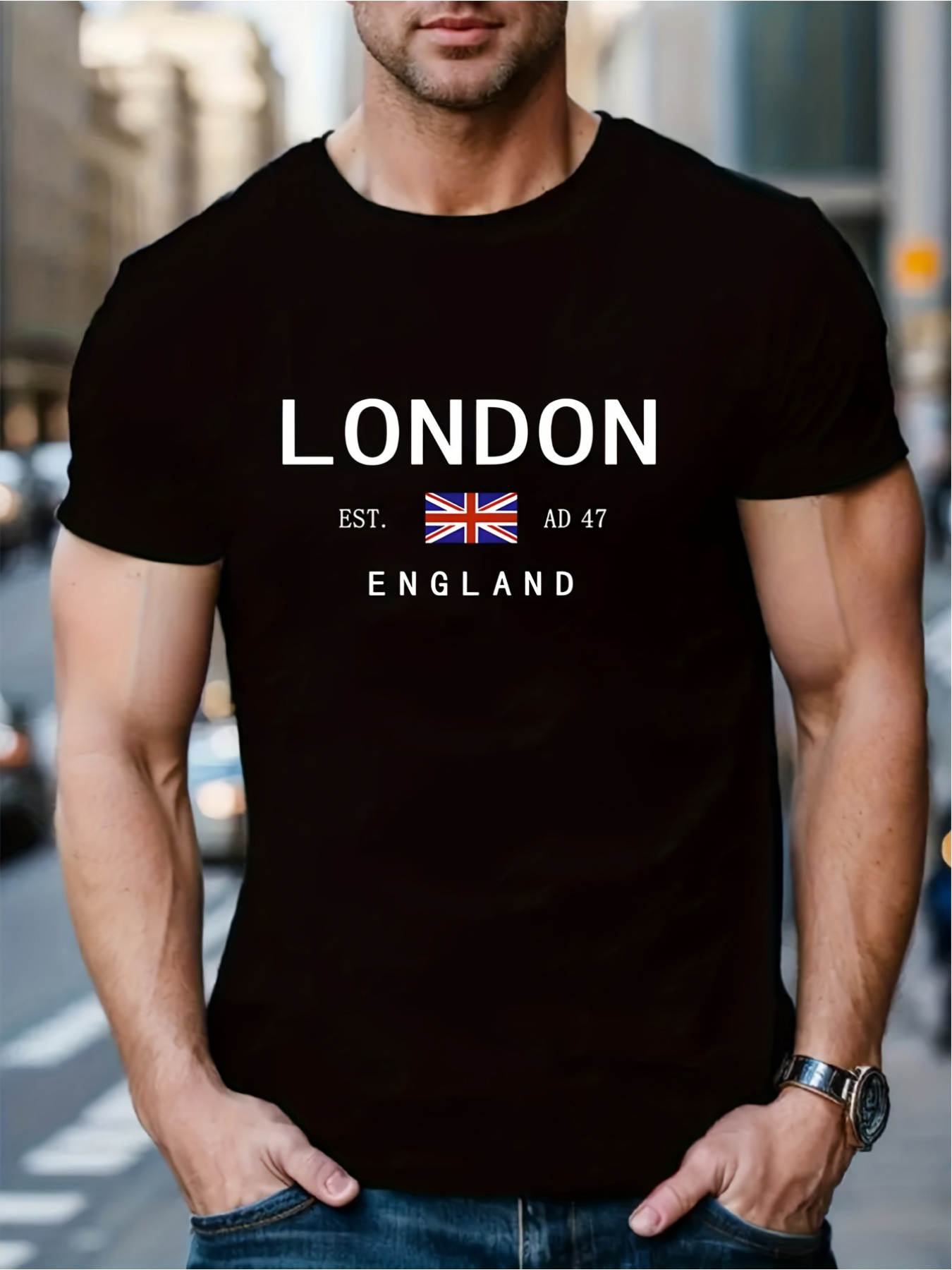 Street Fashion In London - เสื้อยืดพิมพ์ลายลอนดอน อังกฤษ สำหรับผู้ชายและผู้หญิง สไตล์สปอร์ต สตรีท แฟชั่นเรียบง่าย