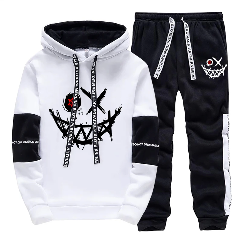 Street Fashion Male - ชุดเซ็ตผู้ชาย/เสื้อฮู้ด/กางเกงขายาว ฤดูใบไม้ร่วง 2026 แฟชั่นลำลองประจำวัน เสื้อฮู้ดมีฮู้ดและกางเกงจ็อกเกอร์ ชุดกีฬาแนวสตรีททันสมัย