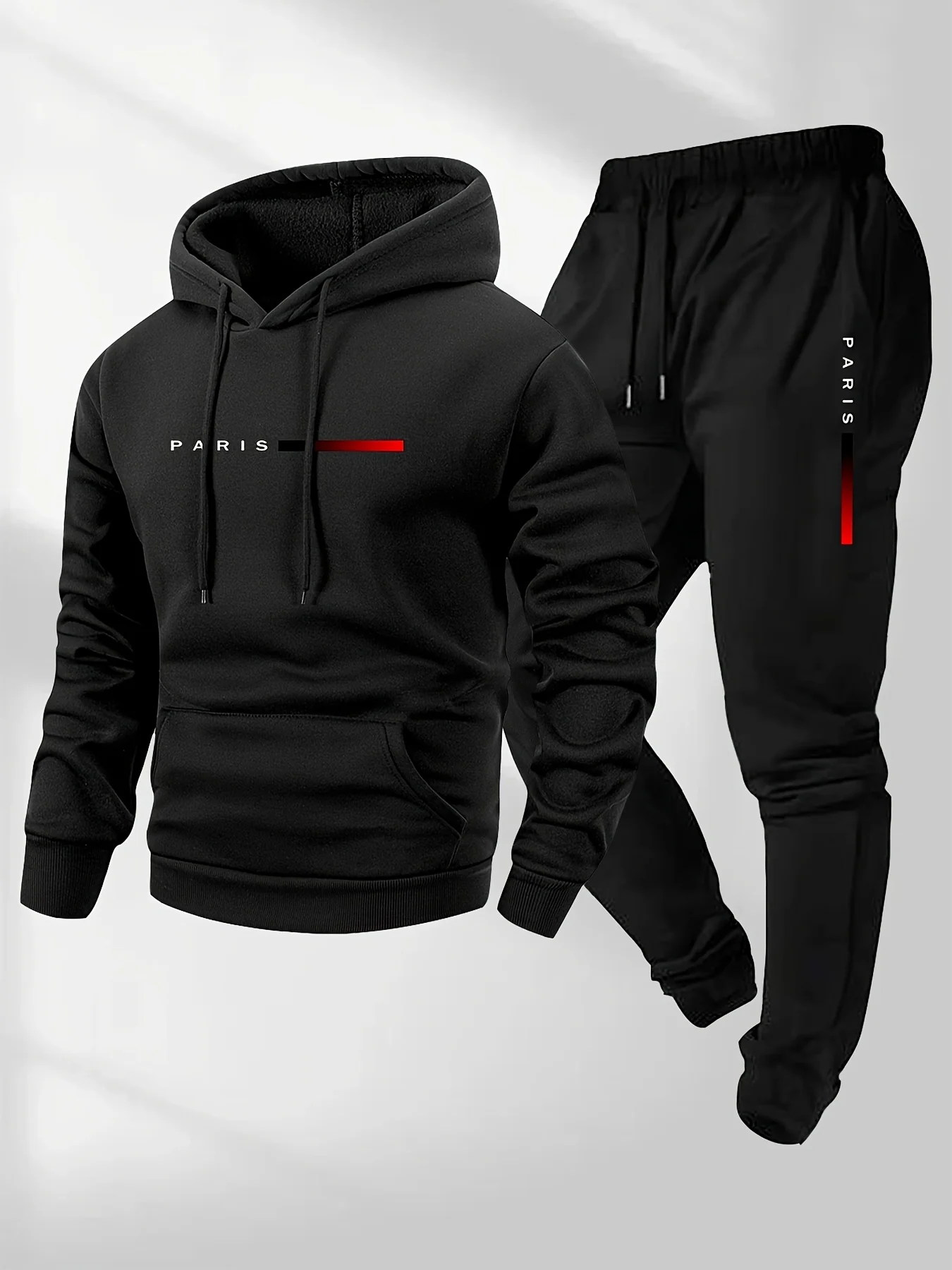 Street Fashion Male - ชุดกีฬาพิมพ์ลายตัวอักษรแฟชั่นสตรีทเทรนด์ใหม่ ชุดกางเกงกีฬาผู้ชายแบบมีฮู้ด ชุดกันหนาวสำหรับฤดูใบไม้ผลิ ฤดูใบไม้ร่วง และฤดูหนาว