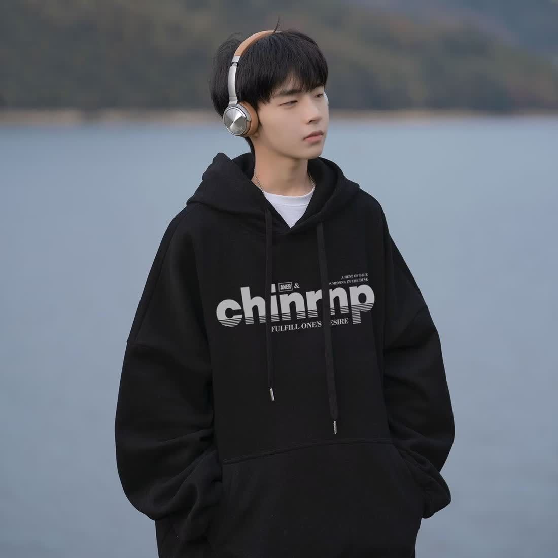 เสื้อฮู้ดแขนยาวผู้ชายมีหมวก พิ - Street Fashion Culture บทวิจารณ์และราคา