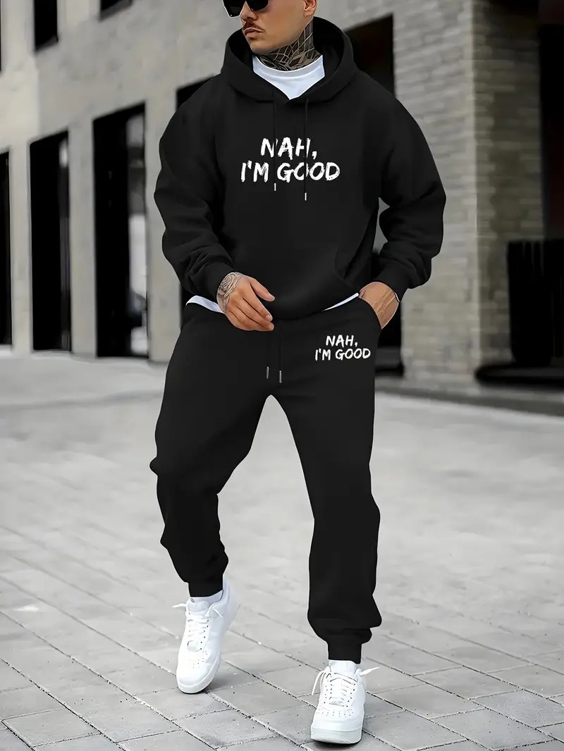 ชุดเสื้อฮู้ดผู้ชายลายพิมพ์ตัวอ - Street Fashion In China บทวิจารณ์และราคา