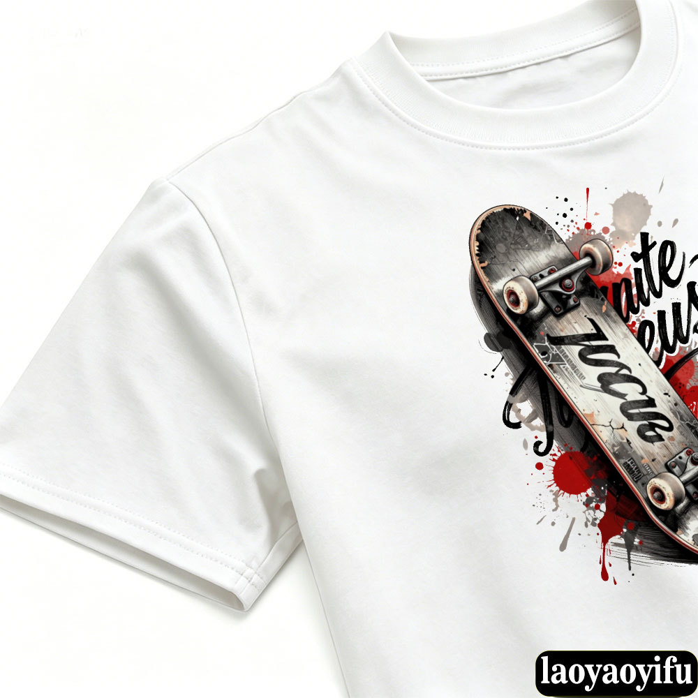 เสื้อยืดลายสเก็ตบอร์ดสีแดงพร้อ - Street Fashion Culture บทวิจารณ์และราคา