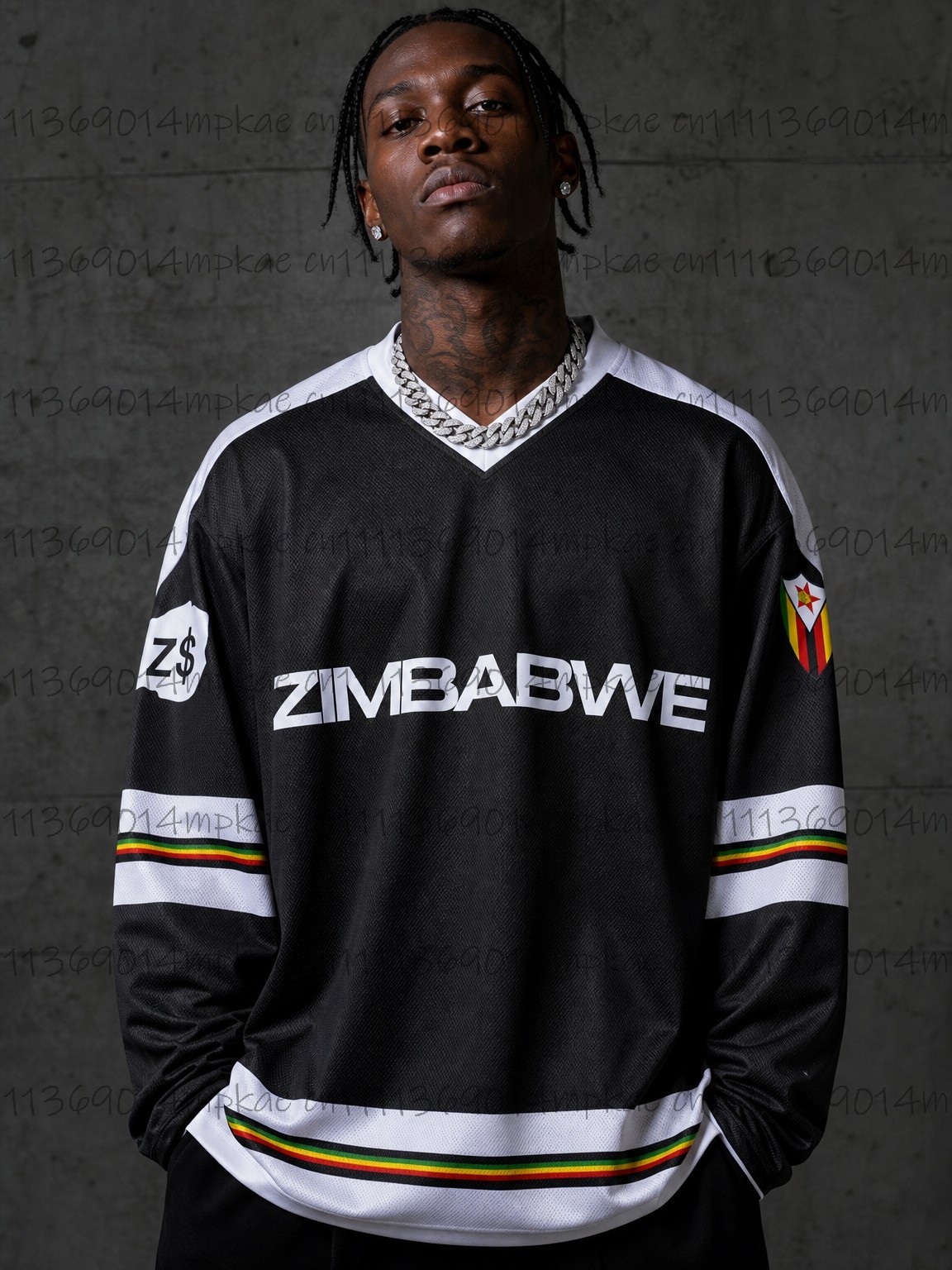 เสื้อยืดแขนยาวคอวีพิมพ์ลายซิมบ - Fashion Streetwear บทวิจารณ์และราคา