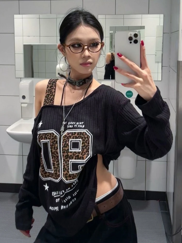 เสื้อยืดลายเสือดาวสไตล์ Y2K แบ - Fashion Streetwear บทวิจารณ์และราคา
