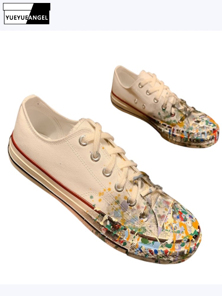 รองเท้าผ้าใบผู้หญิงสีขาวแบบผูก - Street Fashion Shoes บทวิจารณ์และราคา