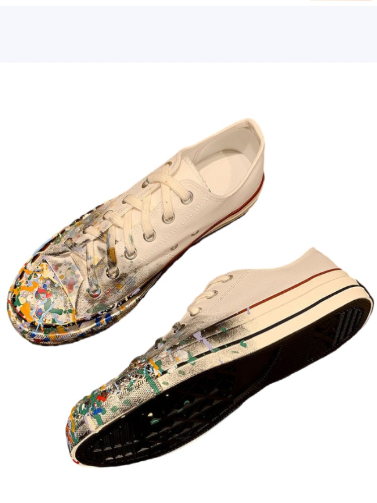 รองเท้าผ้าใบผู้หญิงสีขาวแบบผูก - Street Fashion Shoes บทวิจารณ์และราคา