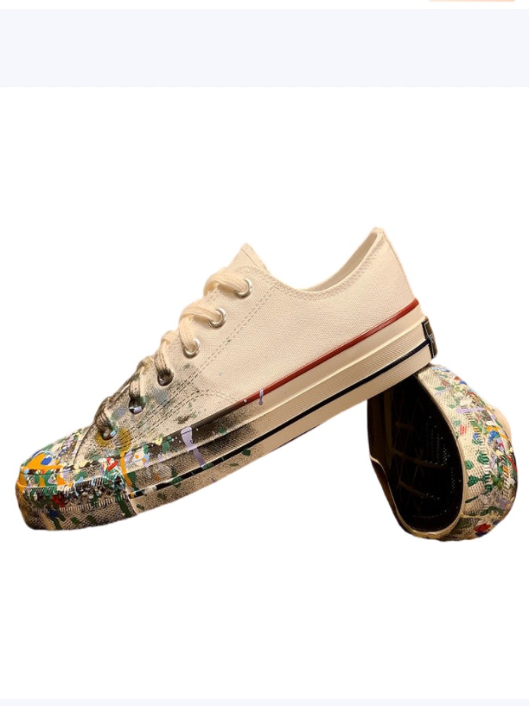 รองเท้าผ้าใบผู้หญิงสีขาวแบบผูก - Street Fashion Shoes บทวิจารณ์และราคา