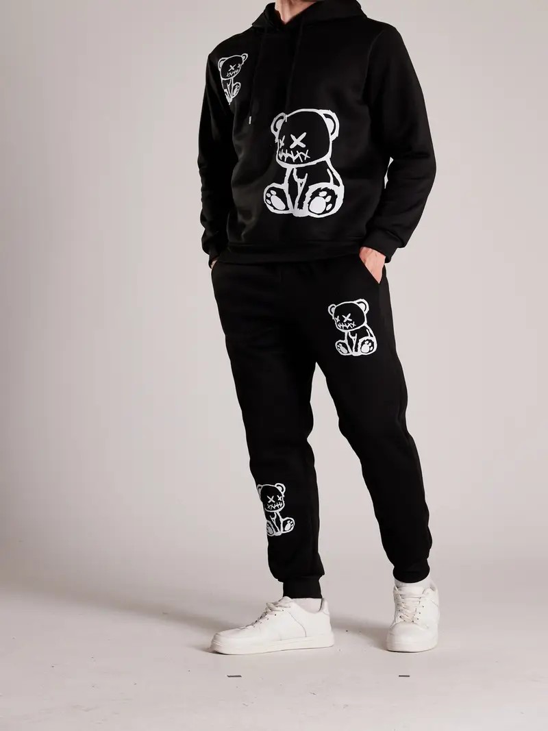 ชุดเสื้อฮู้ดผู้ชายลายพิมพ์หมี  - Street Fashion In China บทวิจารณ์และราคา