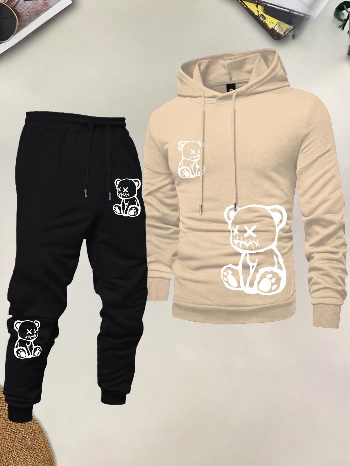 ชุดเสื้อฮู้ดผู้ชายลายพิมพ์หมี  - Street Fashion In China บทวิจารณ์และราคา
