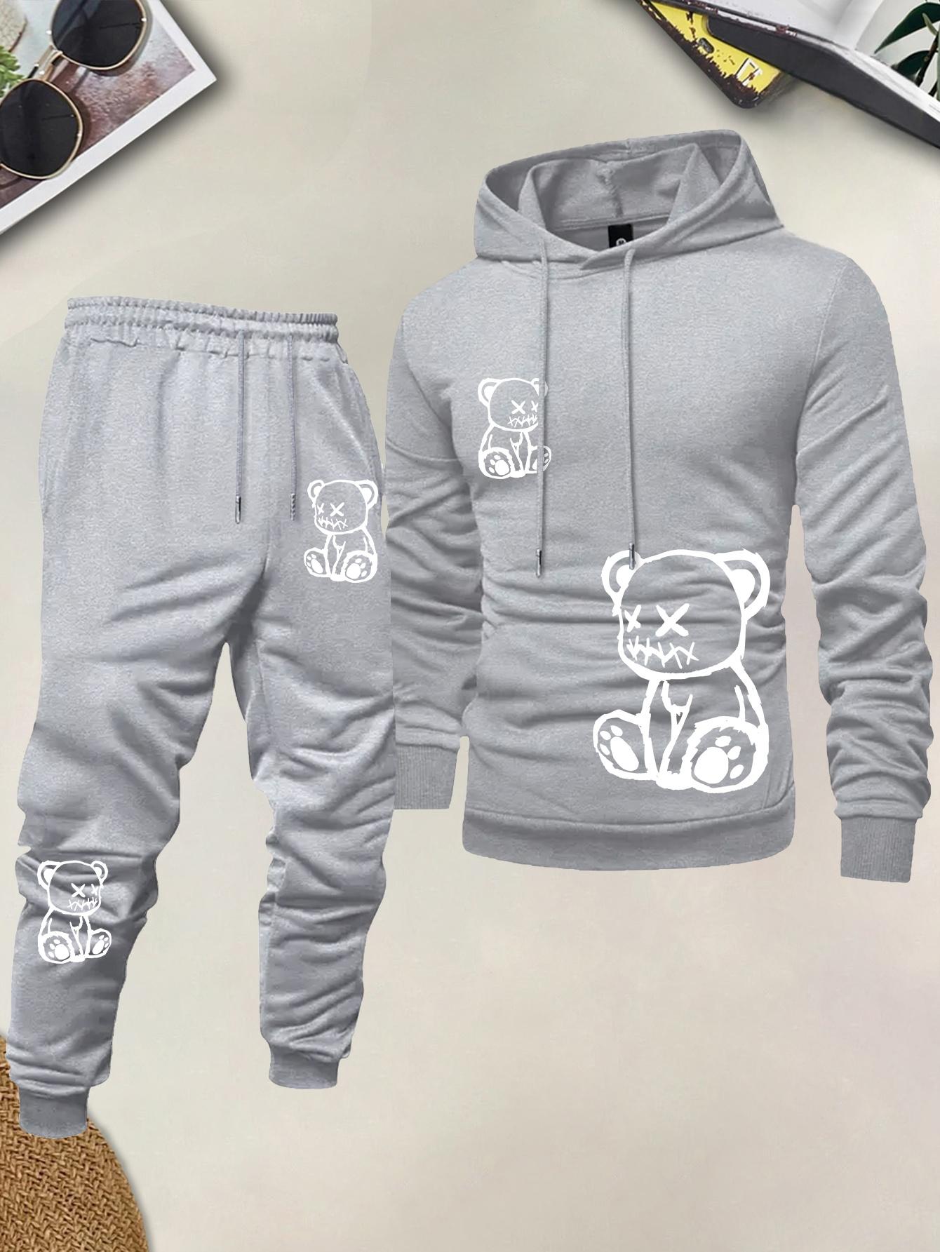 ชุดเสื้อฮู้ดผู้ชายลายพิมพ์หมี  - Street Fashion In China บทวิจารณ์และราคา