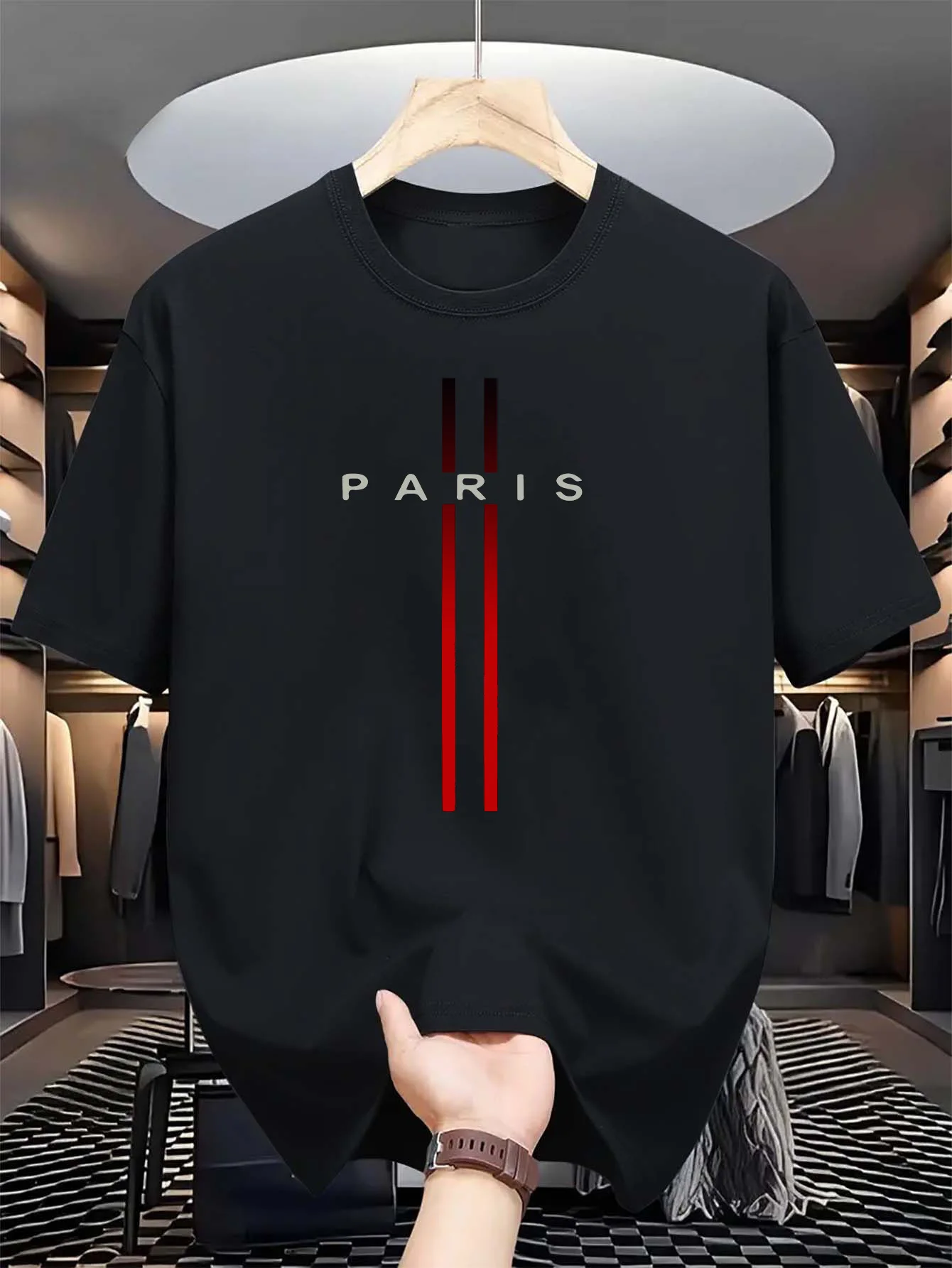 เสื้อยืดแขนสั้นคอกลมผ้าฝ้ายแท้ - Street Fashion In Paris บทวิจารณ์และราคา