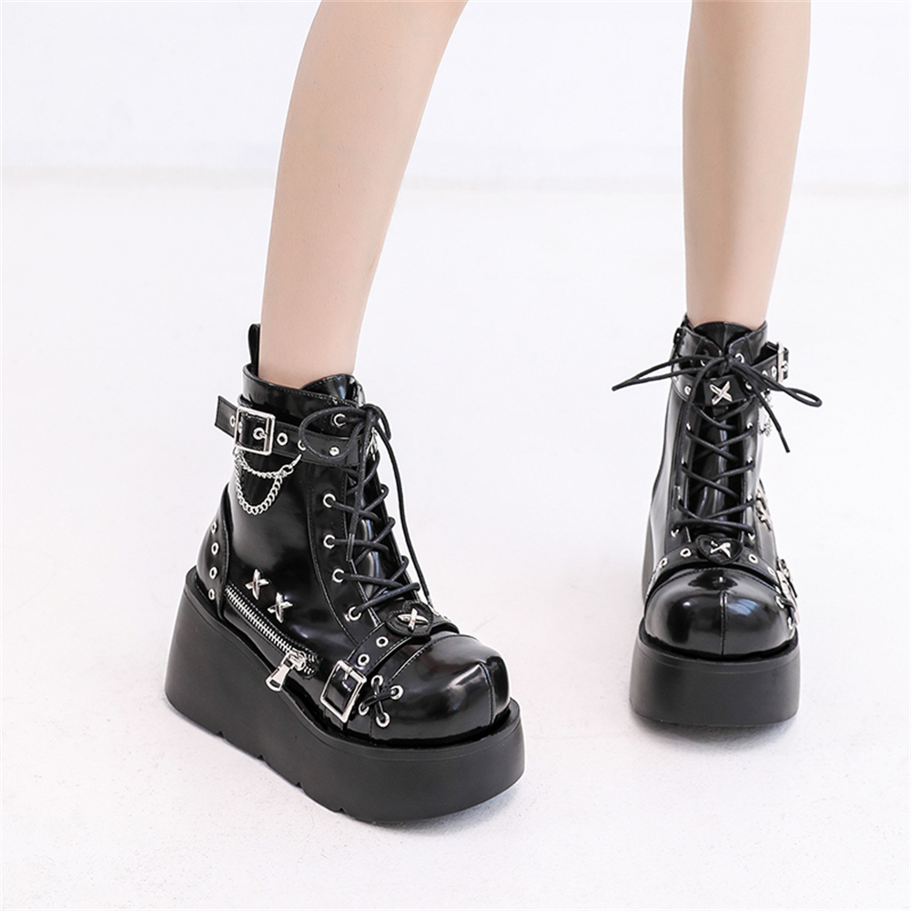 รองเท้าบูทส้นตึกสไตล์โกธิคสำหร - Street Fashion Female บทวิจารณ์และราคา
