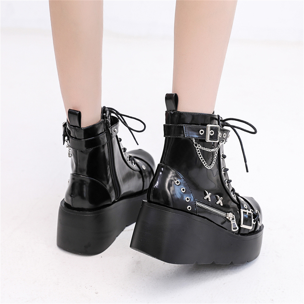 รองเท้าบูทส้นตึกสไตล์โกธิคสำหร - Street Fashion Female บทวิจารณ์และราคา