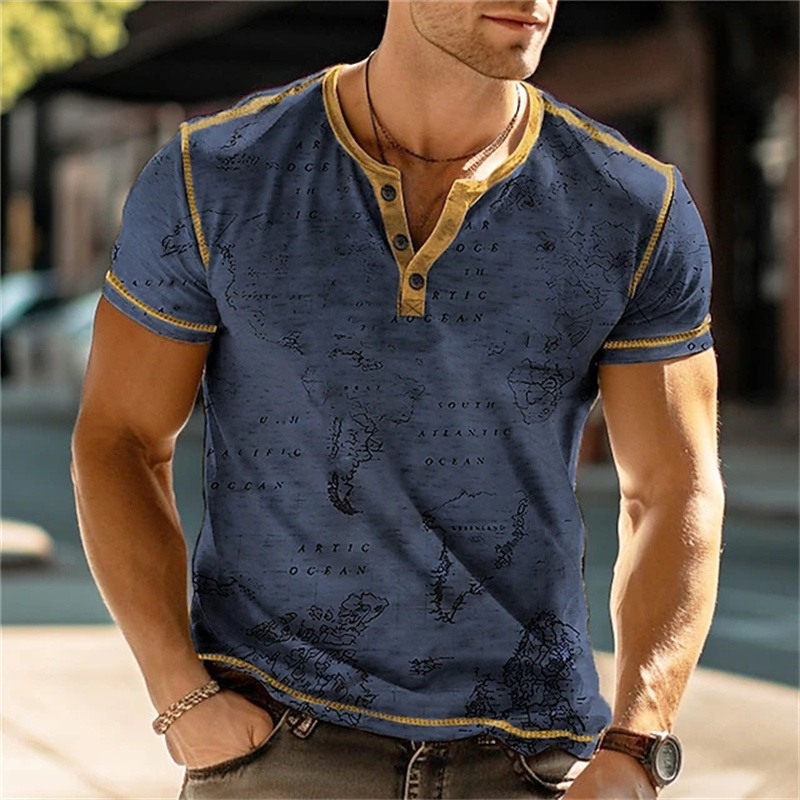เสื้อเชิ้ตเฮนรี่ผู้ชาย ลายพิมพ - Street Fashion In China บทวิจารณ์และราคา