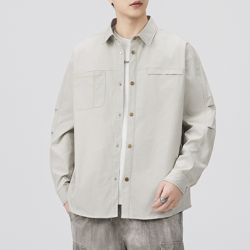 เสื้อเชิ้ตแขนยาวสีพื้นสไตล์ลำล - Street Fashion Japan Brand บทวิจารณ์และราคา