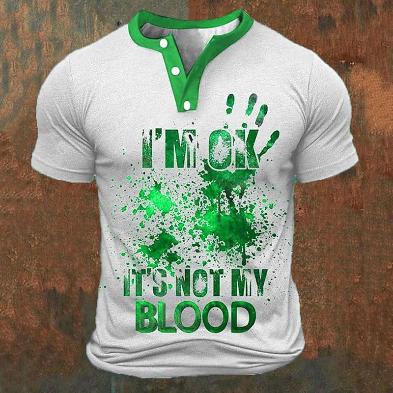 เสื้อเชิ้ตเฮนลีย์พิมพ์ลายตัวอั - Street Fashion In China บทวิจารณ์และราคา