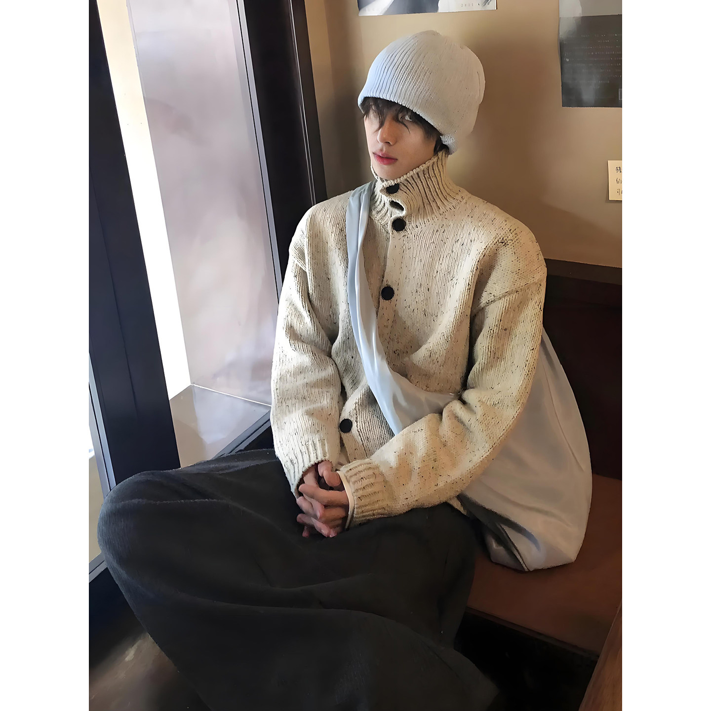 เสื้อคอปกขนสัตว์สีขาว ผู้ชาย ย - Street Fashion Culture บทวิจารณ์และราคา