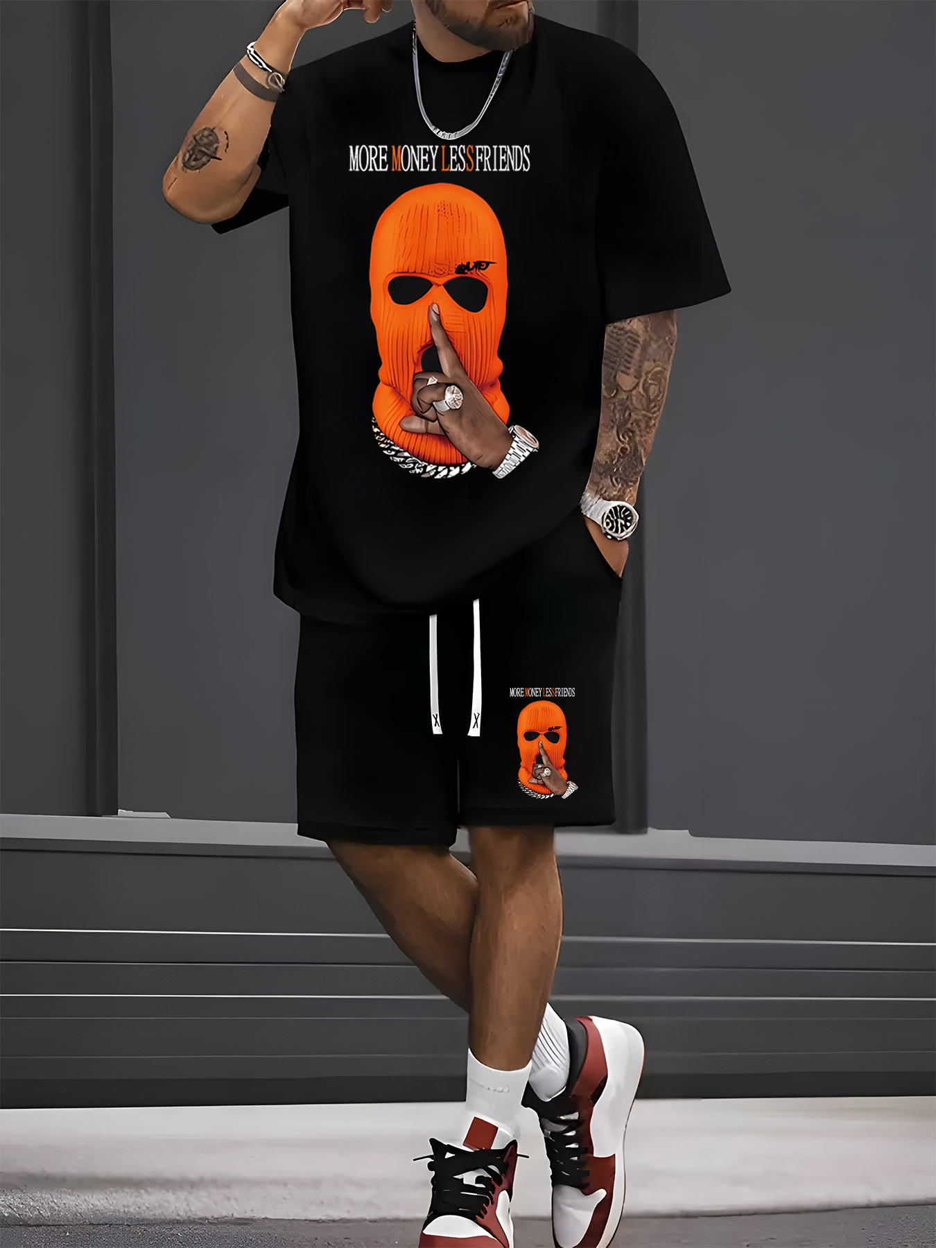 ชุดเซ็ตเสื้อยืดแขนสั้นกางเกงขา - Street Fashion Male บทวิจารณ์และราคา