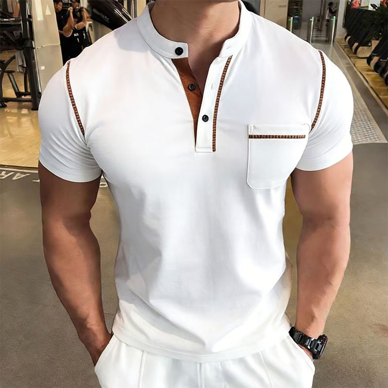 เสื้อโปโลแขนสั้นคอเฮนรี่สำหรับ - Street Fashion In China บทวิจารณ์และราคา